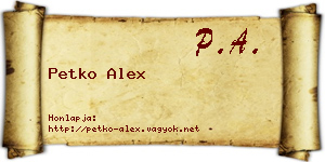 Petko Alex névjegykártya